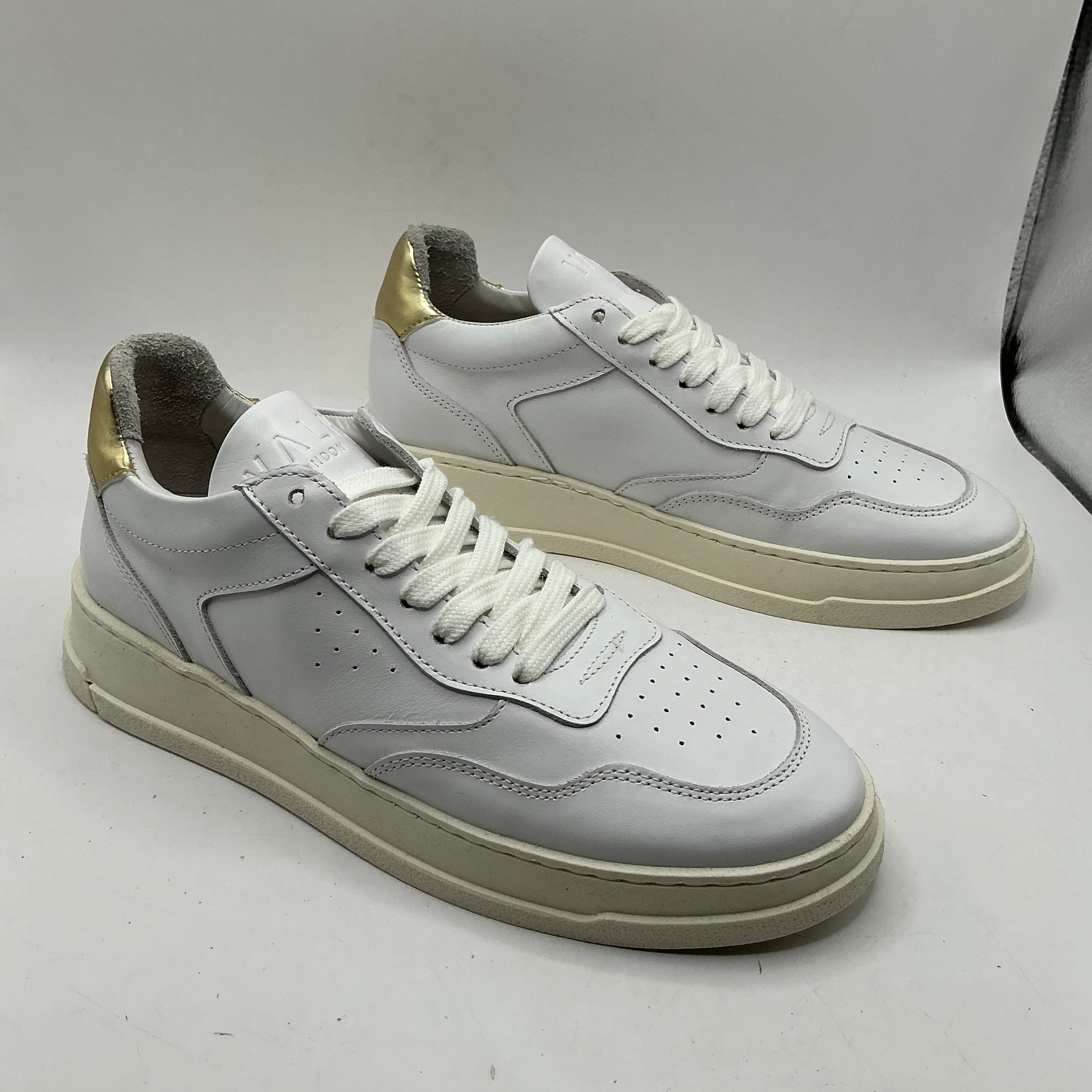 Walk London, white leather trainers