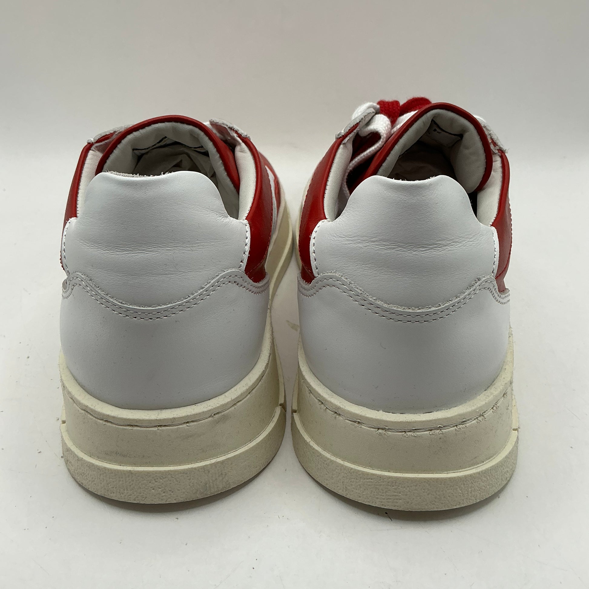 Walk London, White and Red Leather Trainers