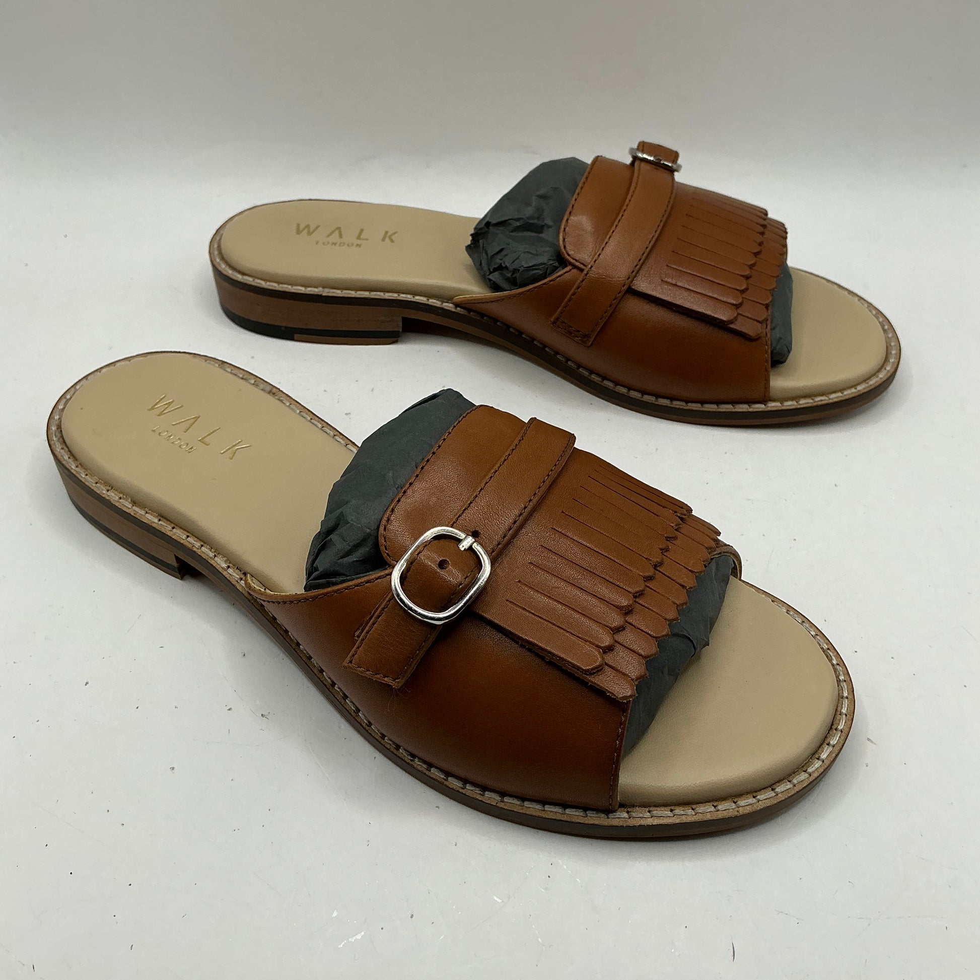 Walk London, Portofino brown leather mules