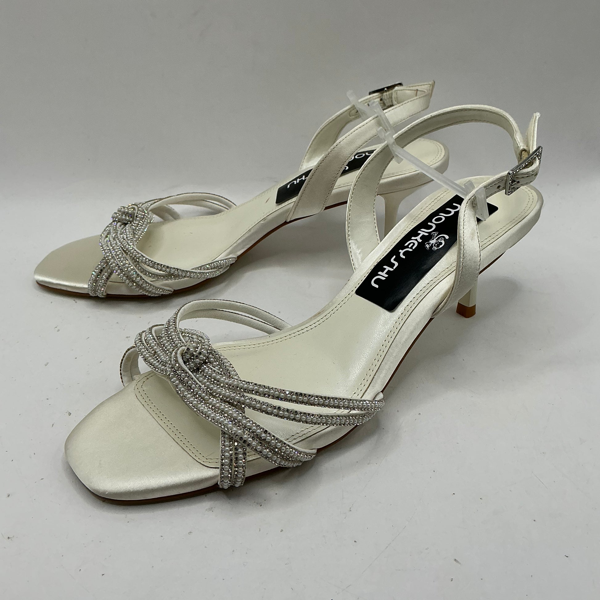 Ivory Satin Bridal Shoes with Diamanté and Pearl style embellishments, wedding, bridesmaid