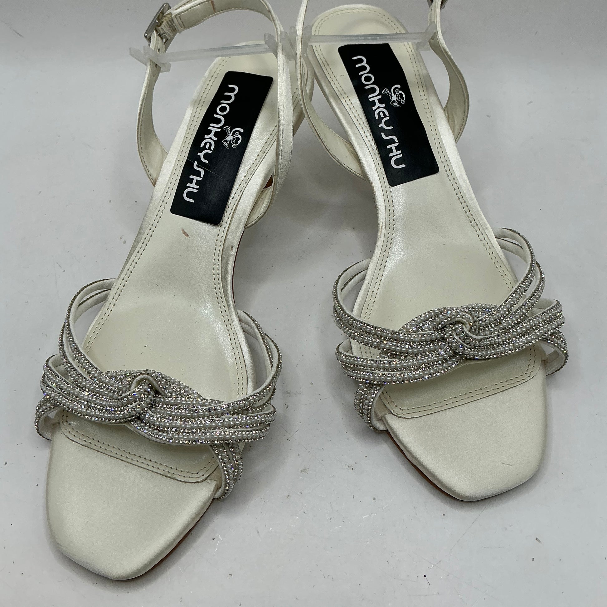 Ivory Satin Bridal Shoes with Diamanté and Pearl style embellishments, wedding, bridesmaid