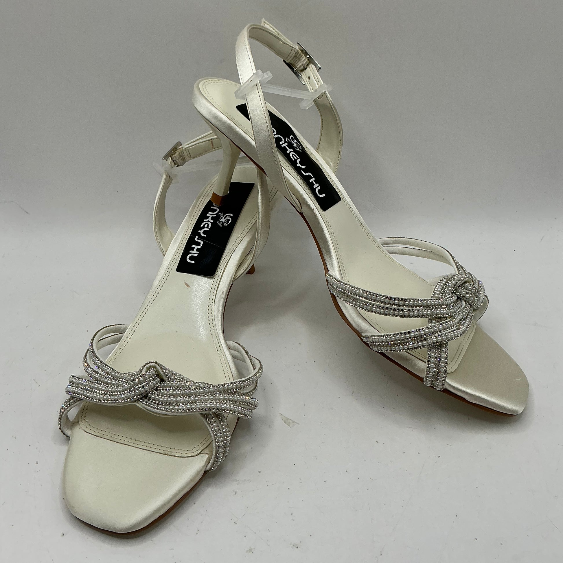 Ivory Satin Bridal Shoes with Diamanté and Pearl style embellishments, wedding, bridesmaid