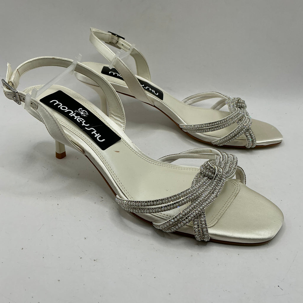 Ivory Satin Bridal Shoes with Diamanté and Pearl style embellishments, wedding, bridesmaid