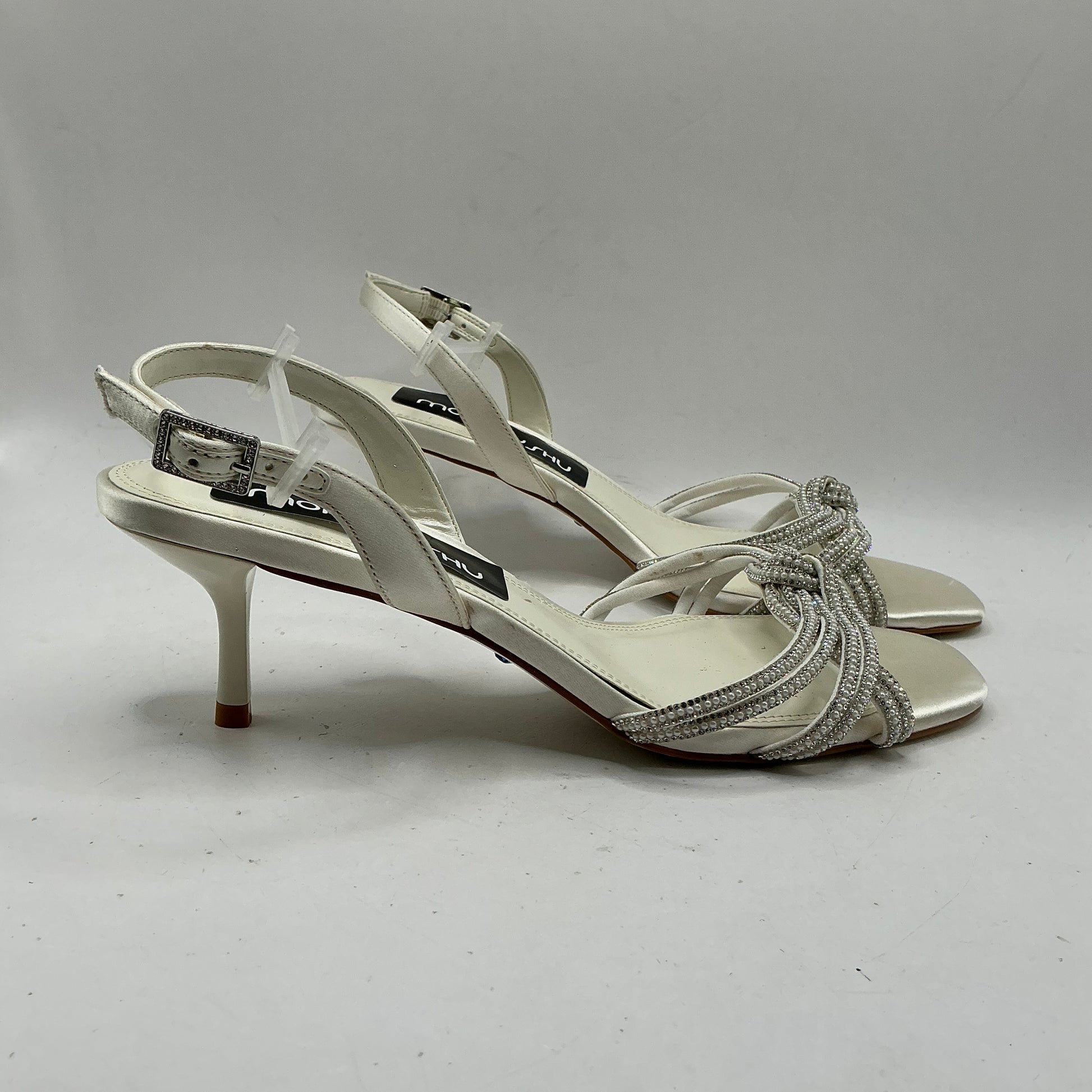 Ivory Satin Bridal Shoes with Diamanté and Pearl style embellishments, wedding, bridesmaid