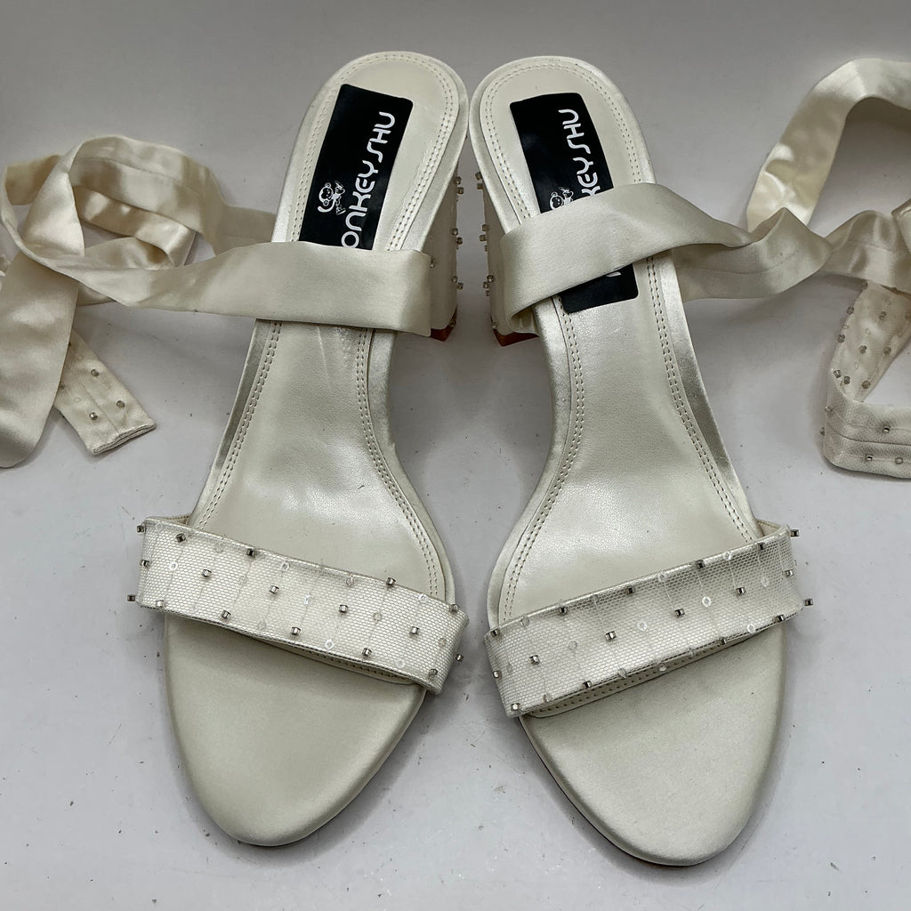 Ivory Satin Bridal Shoes With Embellishments, Bridesmaid, Wedding