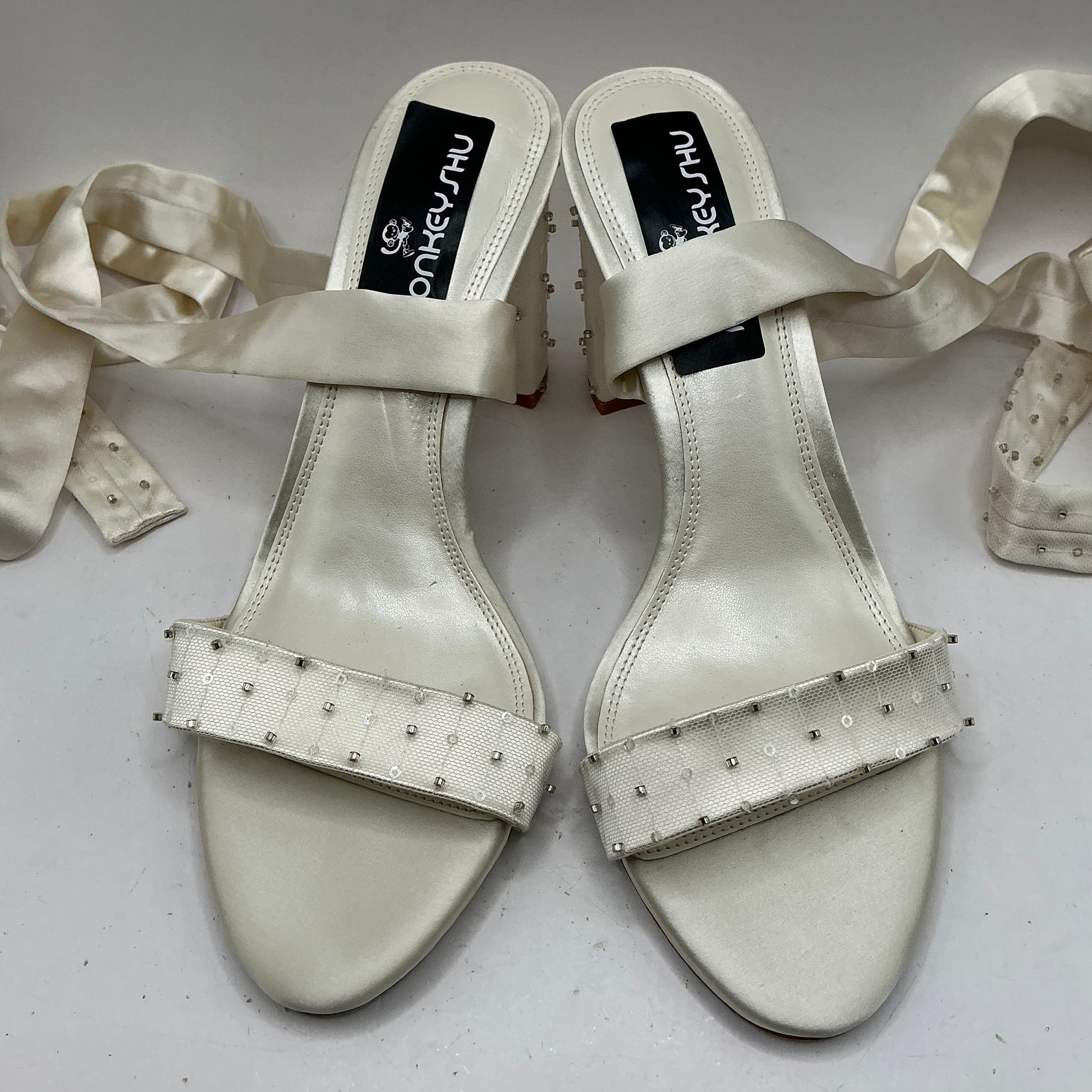 Ivory Satin Bridal Shoes With Embellishments, Bridesmaid, Wedding