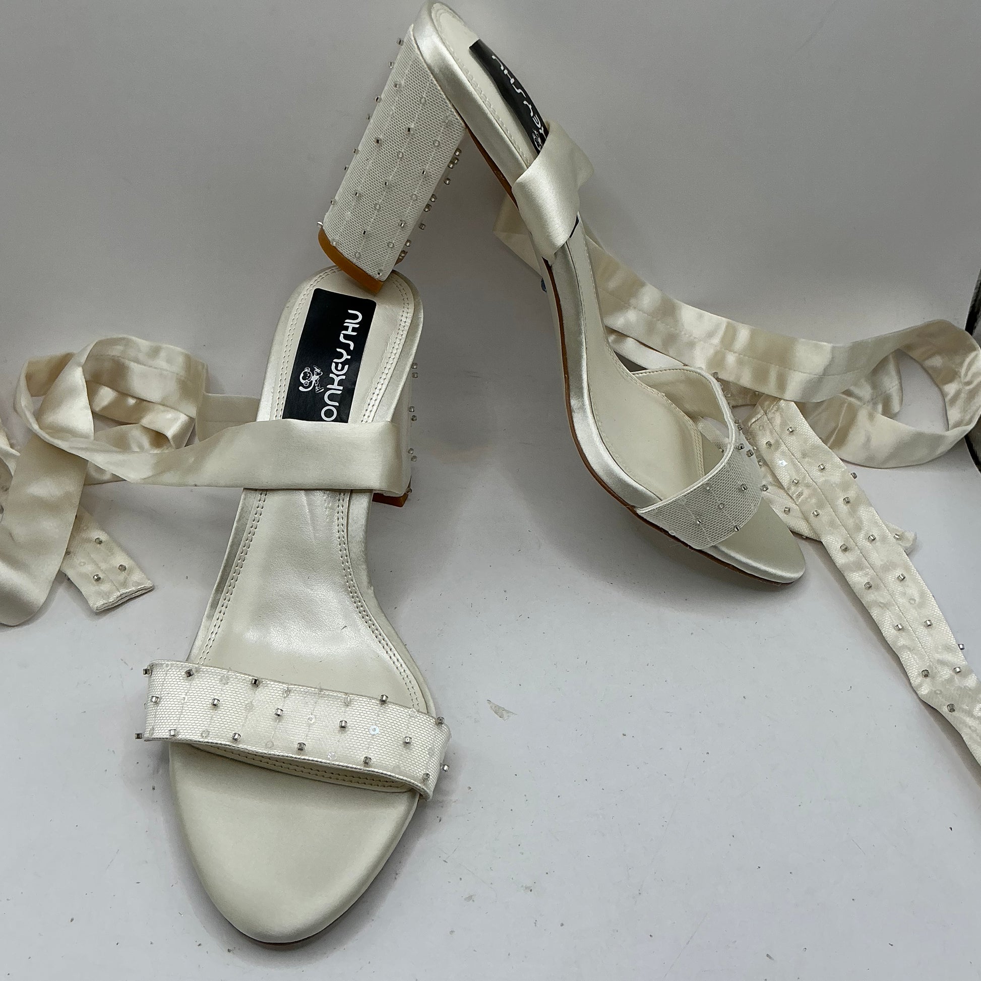 Ivory Satin Bridal Shoes With Embellishments, Bridesmaid, Wedding
