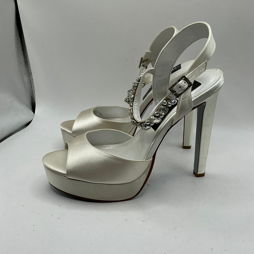 Platform Ivory Satin Platform Sandals with jewelled embellishments