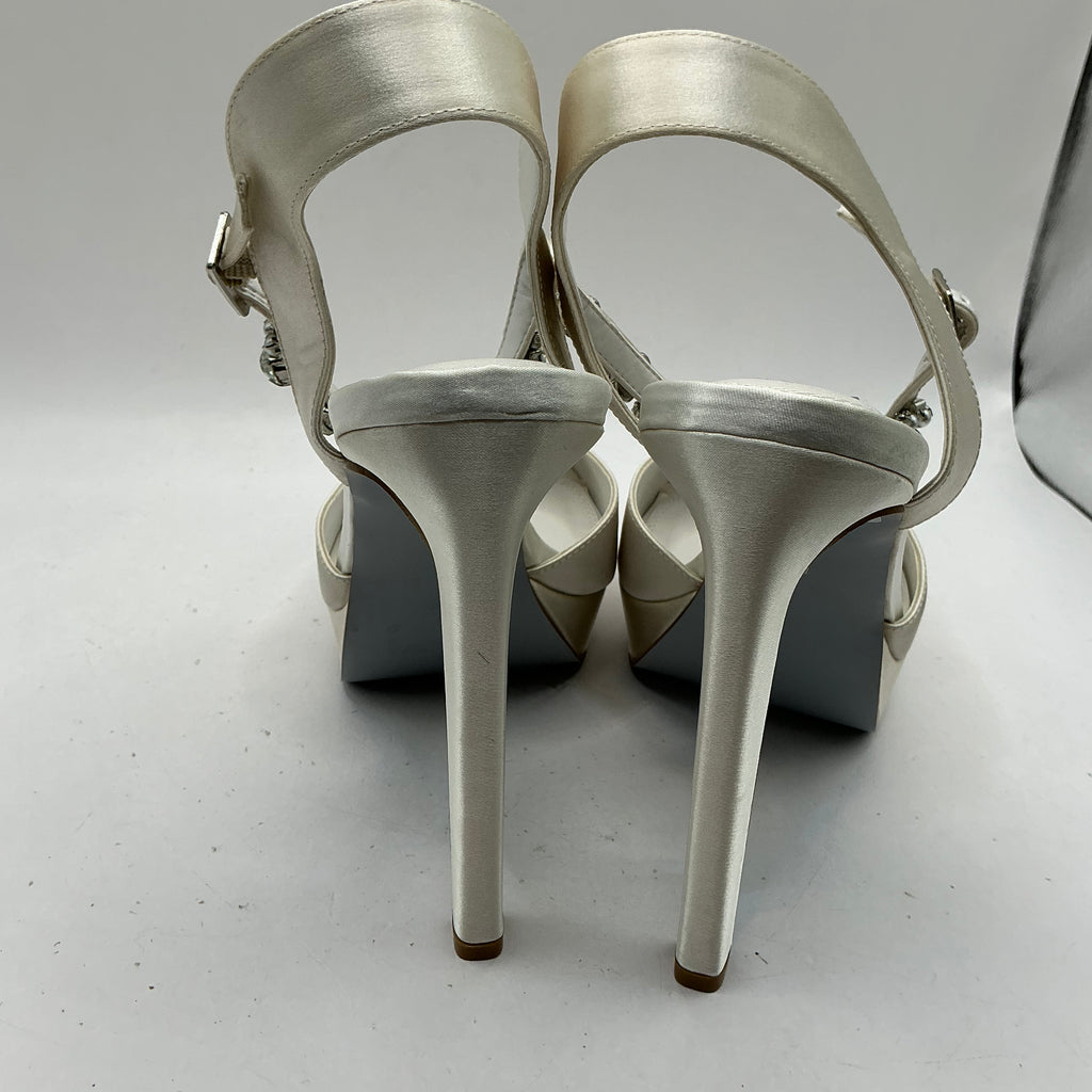 Platform Ivory Satin Platform Sandals with jewelled embellishments