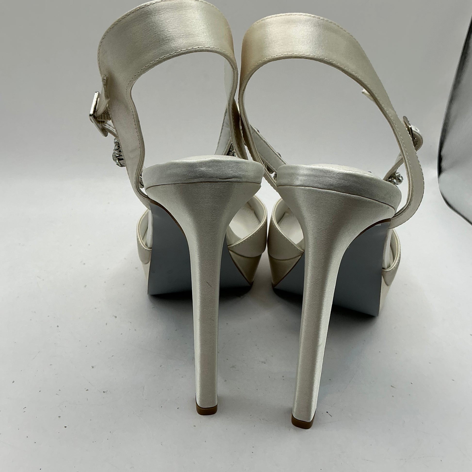 Platform Ivory Satin Platform Sandals with jewelled embellishments