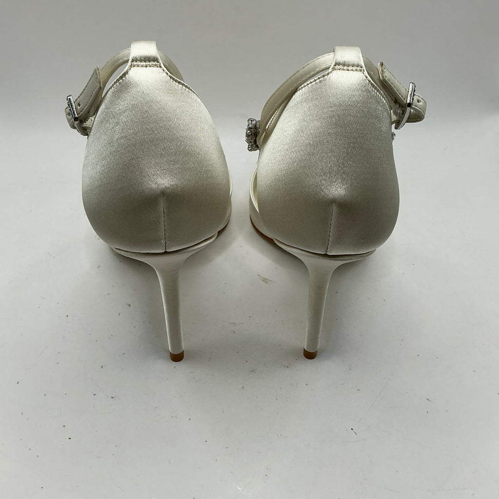 Ivory Satin Bridal Shoes, with Crystal and Pearl style embellishments, wedding, Bridesmaid