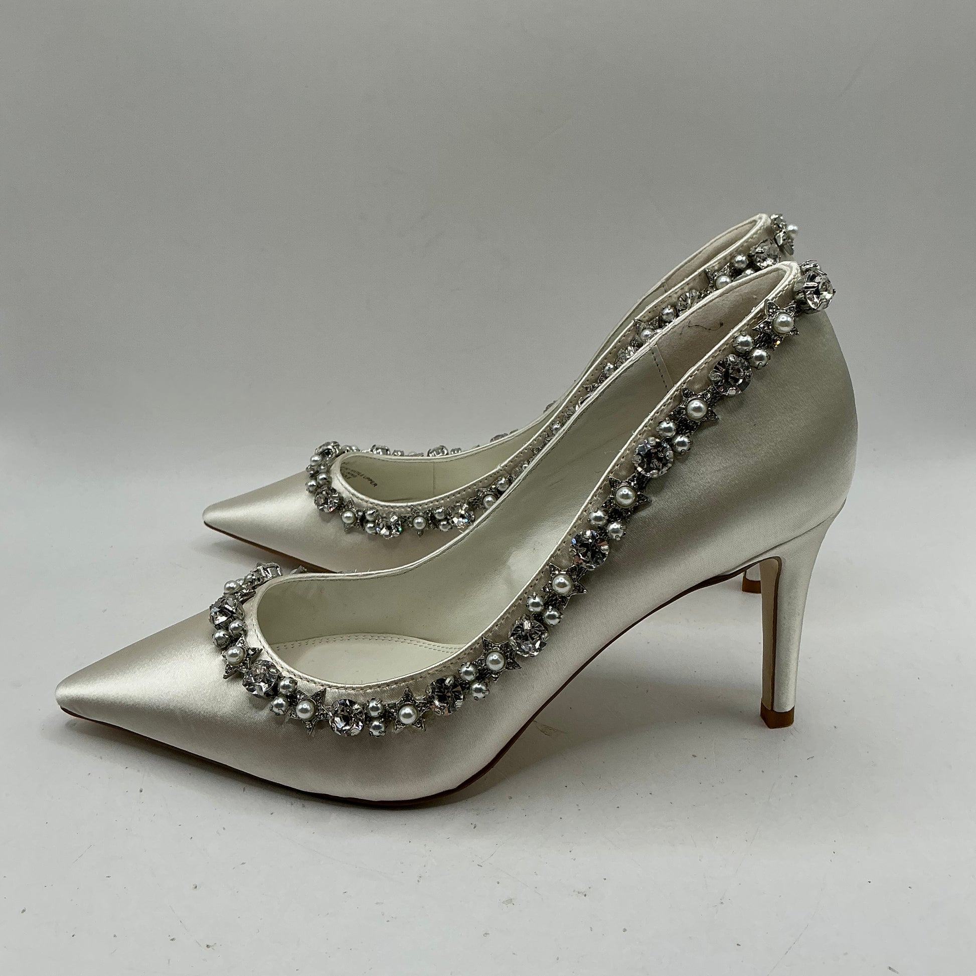 Ivory Satin Bridal Shoes, With Sparkling Embellishment, Wedding, Bridesmaid