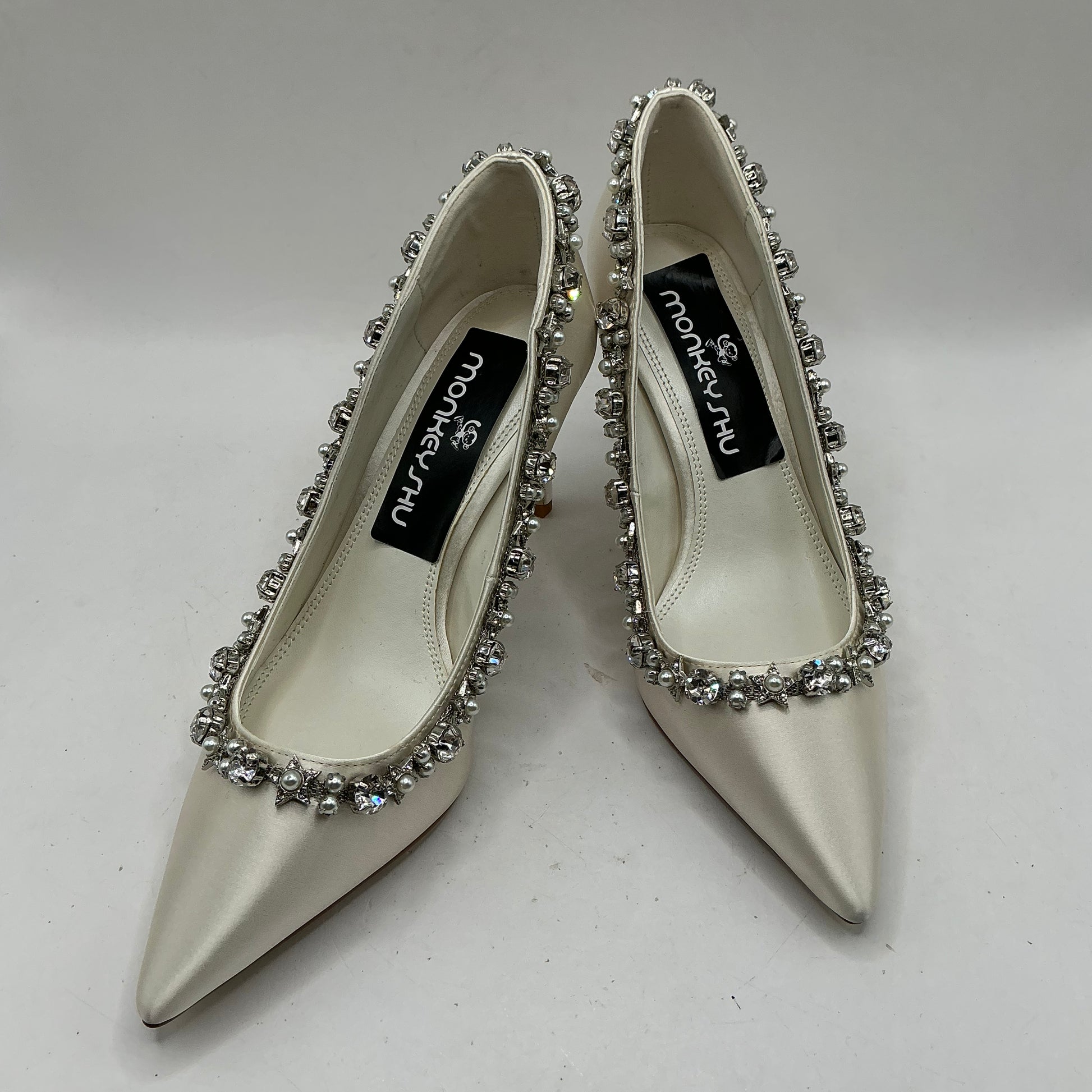 Ivory Satin Bridal Shoes, With Sparkling Embellishment, Wedding, Bridesmaid