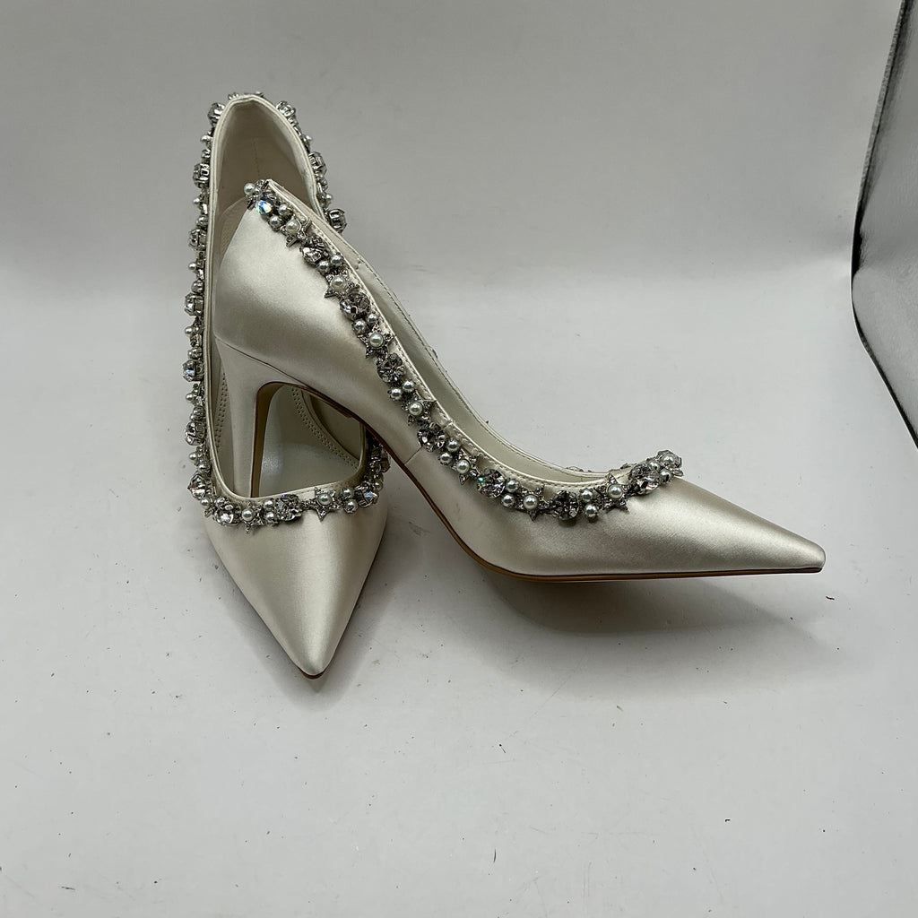 Ivory Satin Bridal Shoes, With Sparkling Embellishment, Wedding, Bridesmaid