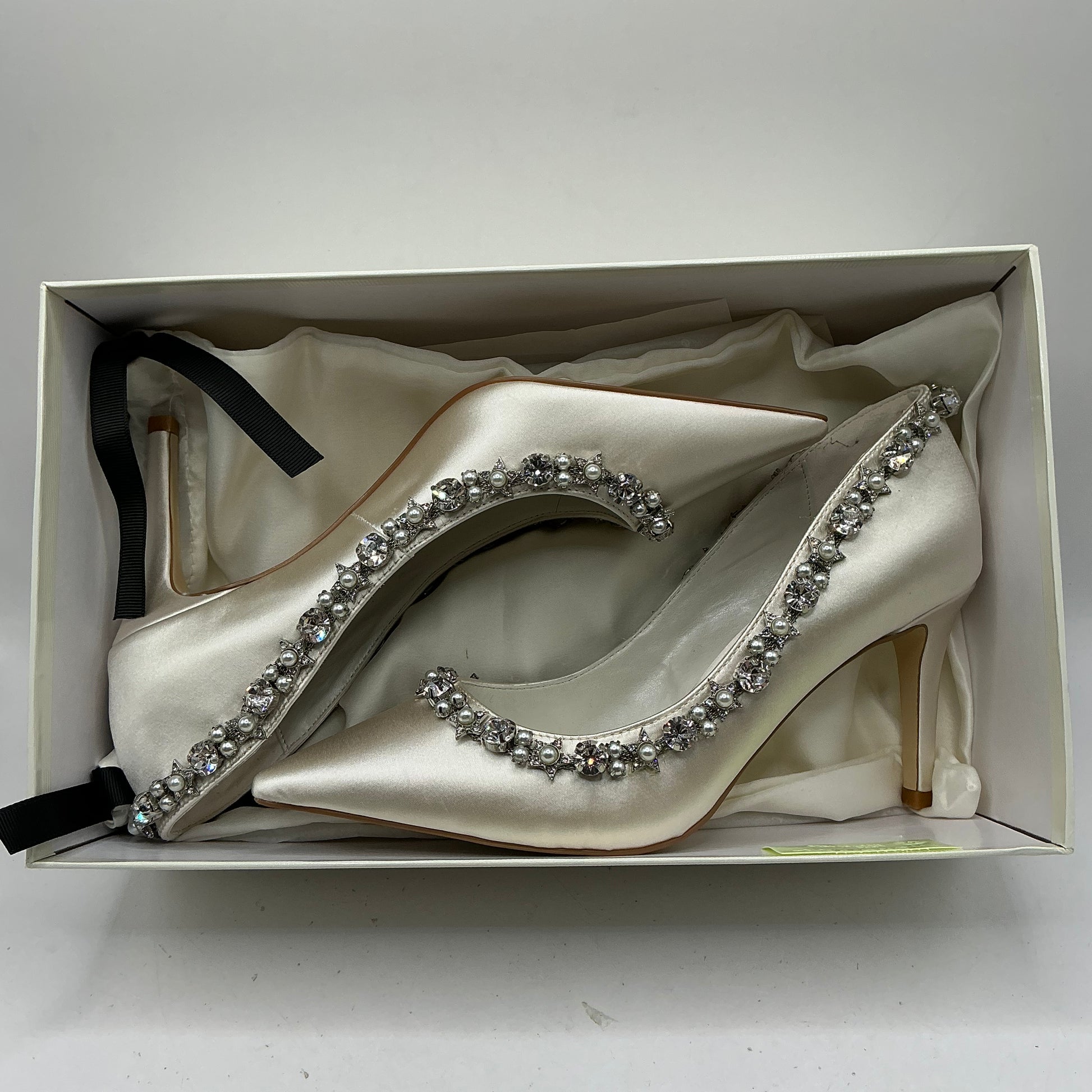 Ivory Satin Bridal Shoes, With Sparkling Embellishment, Wedding, Bridesmaid