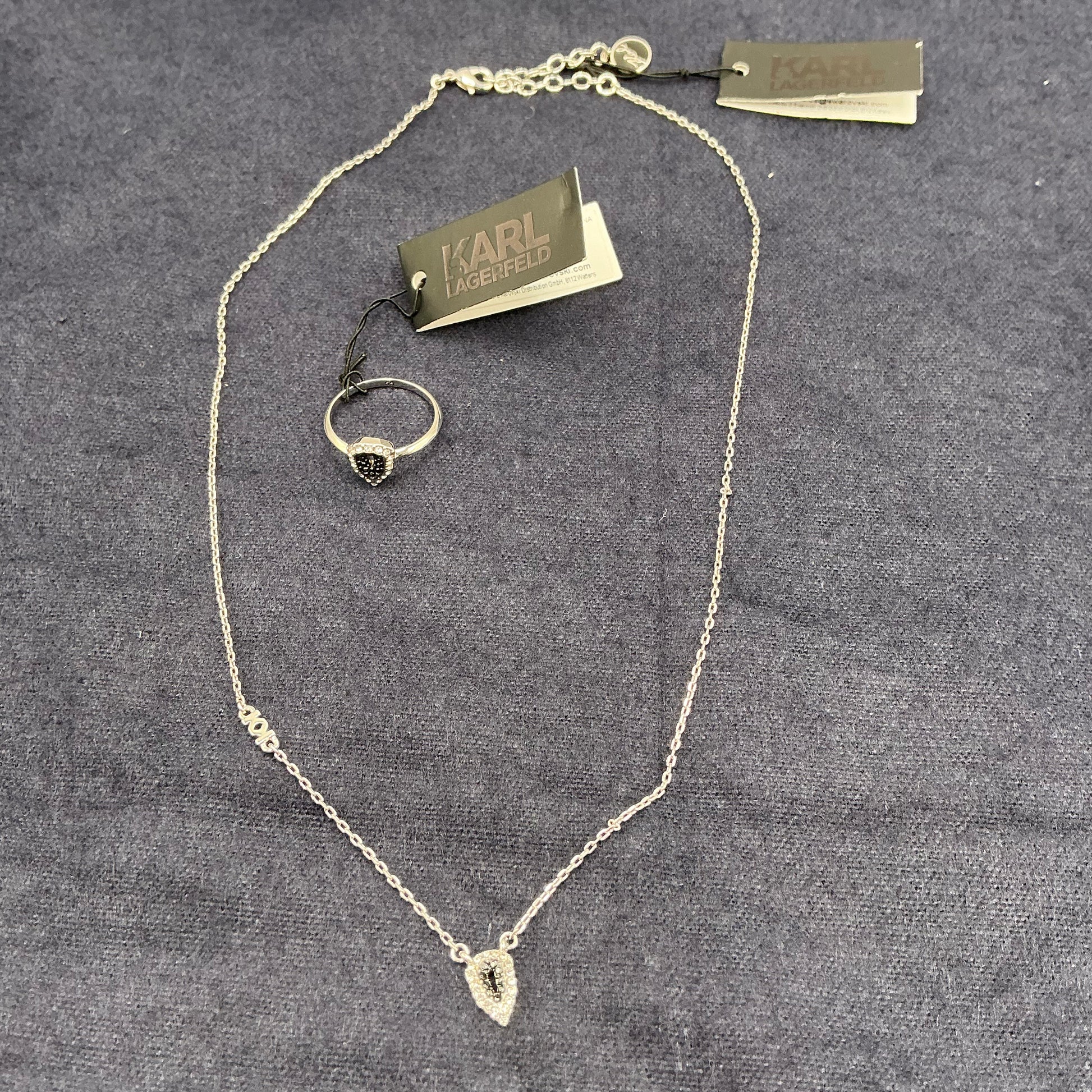 Karl Lagerfeld Swarovski Ring and Necklace set