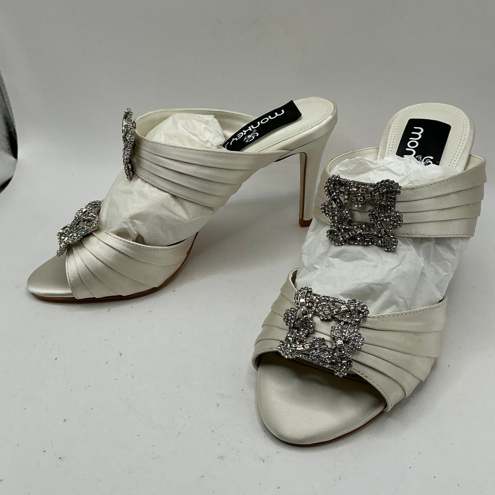 Ivory Satin Bridal Shoes with Crystal Embellishments, Wedding, Bridesmaid