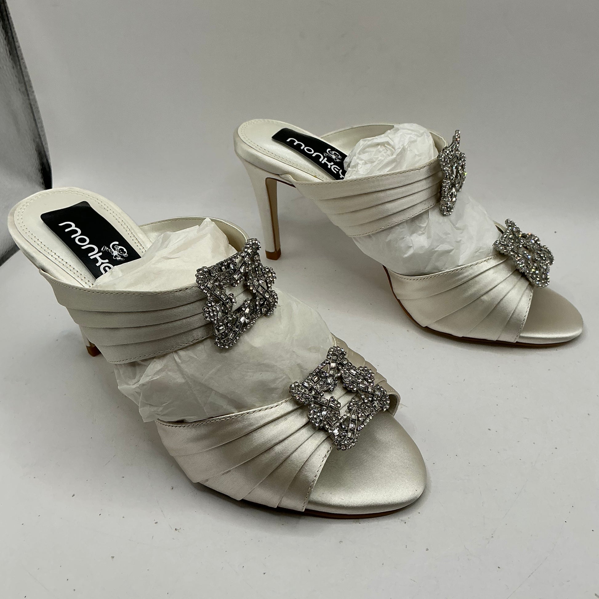 Ivory Satin Bridal Shoes with Crystal Embellishments, Wedding, Bridesmaid