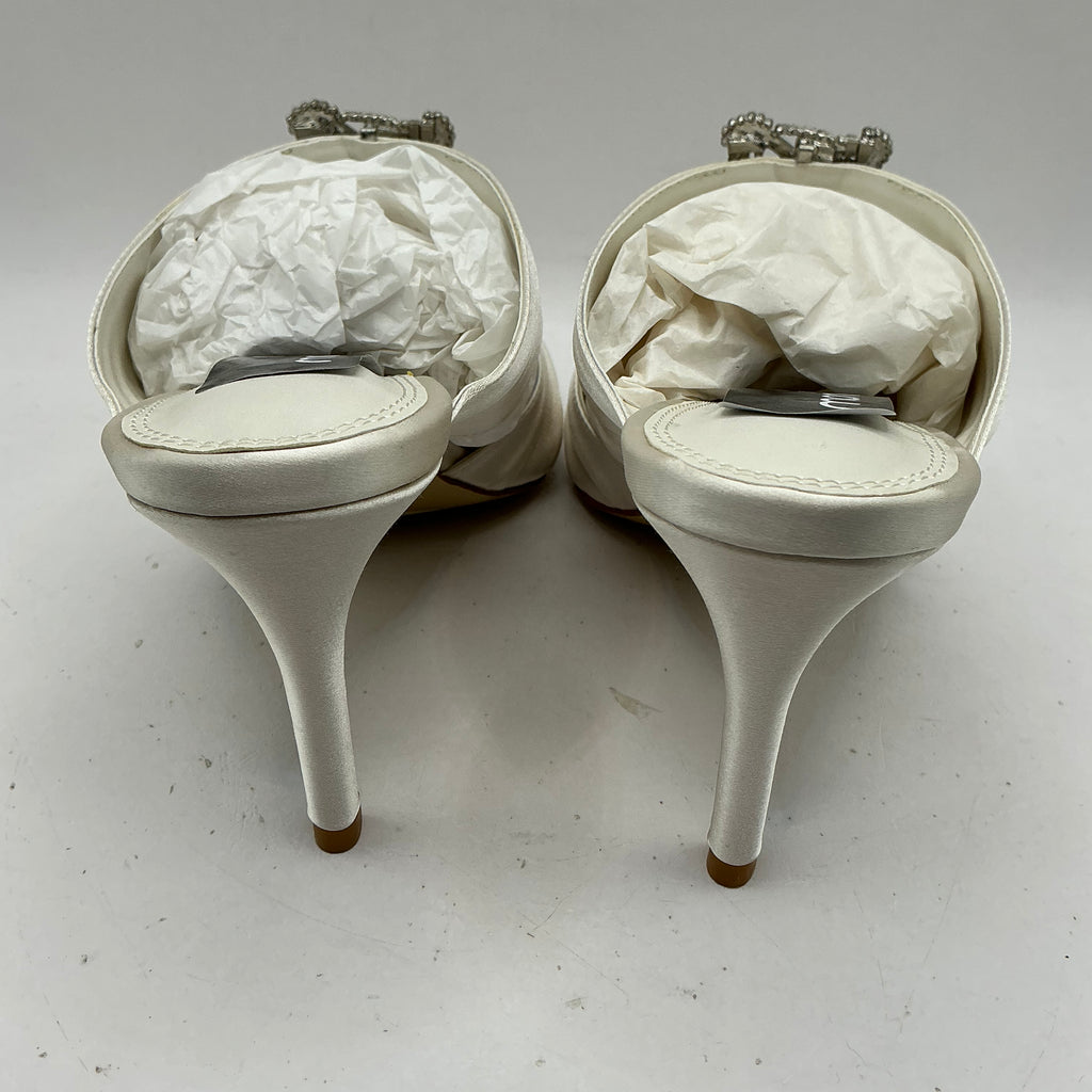 Ivory Satin Bridal Shoes with Crystal Embellishments, Wedding, Bridesmaid