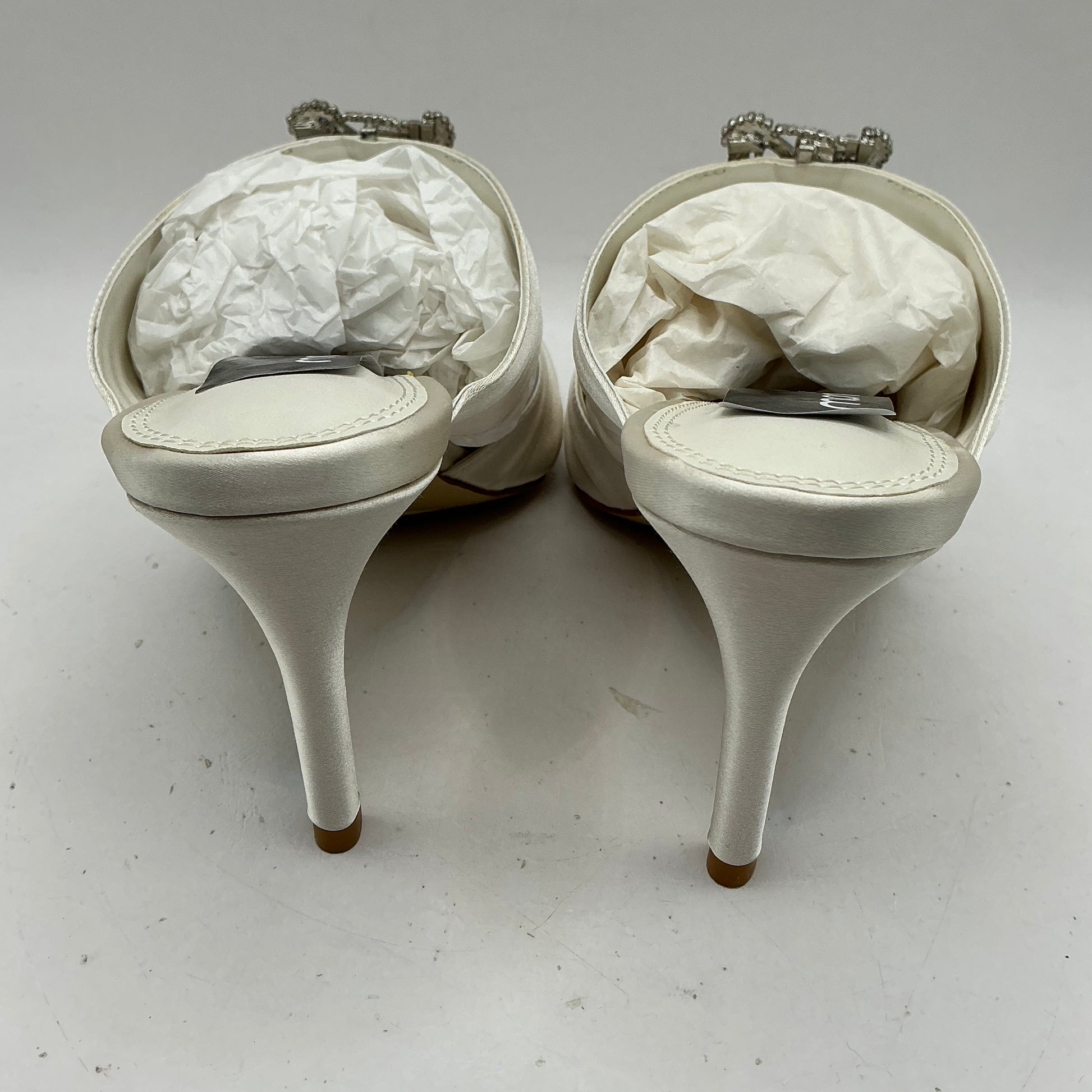 Ivory Satin Bridal Shoes with Crystal Embellishments, Wedding, Bridesmaid