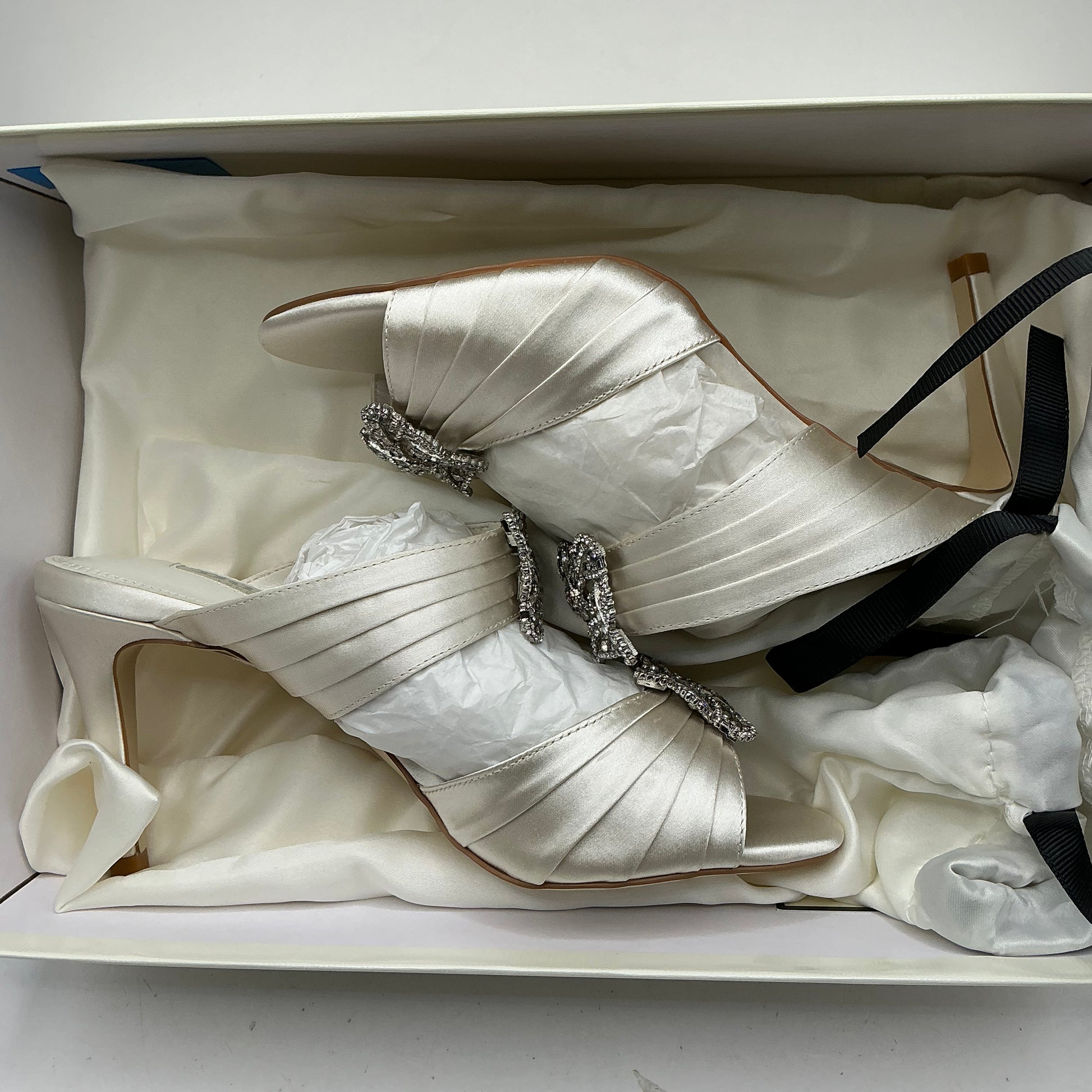 Ivory Satin Bridal Shoes with Crystal Embellishments, Wedding, Bridesmaid