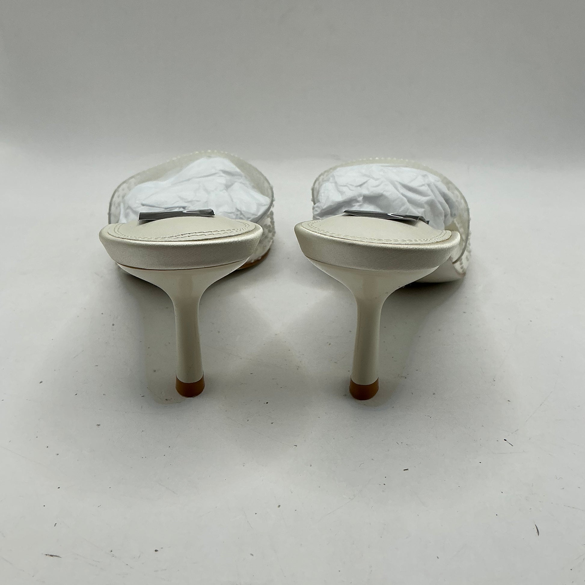 Ivory Satin bridal shoes with synthetic embellished top, wedding, bridesmaid