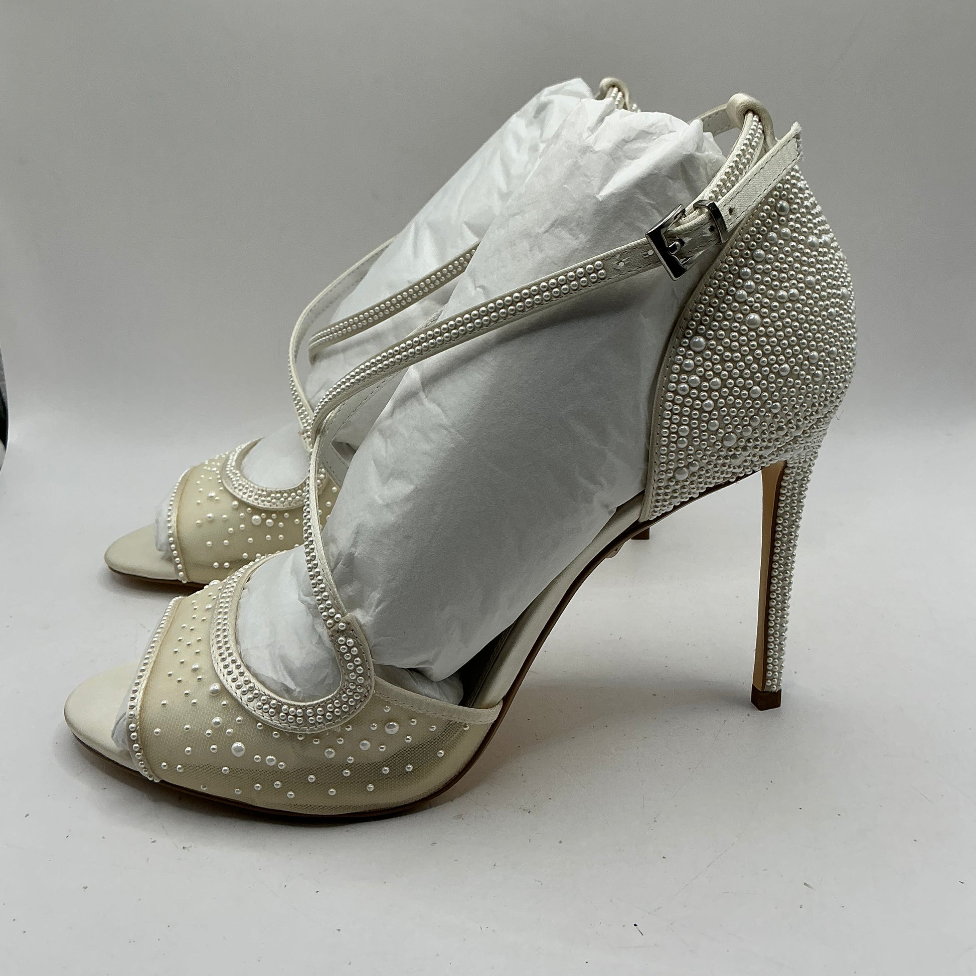Ivory Satin and Embellished Mesh Bridal Shoes, Wedding