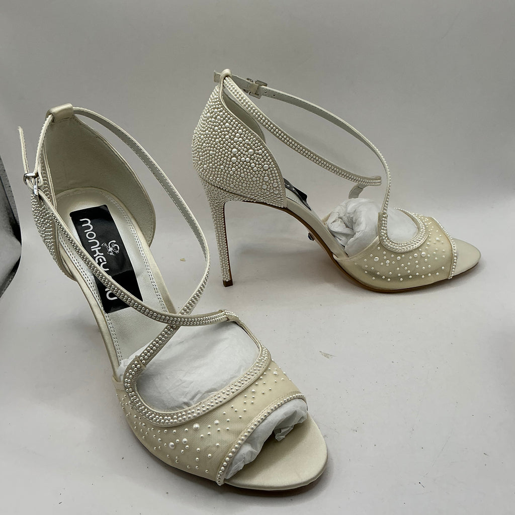Ivory Satin and Embellished Mesh Bridal Shoes, Wedding