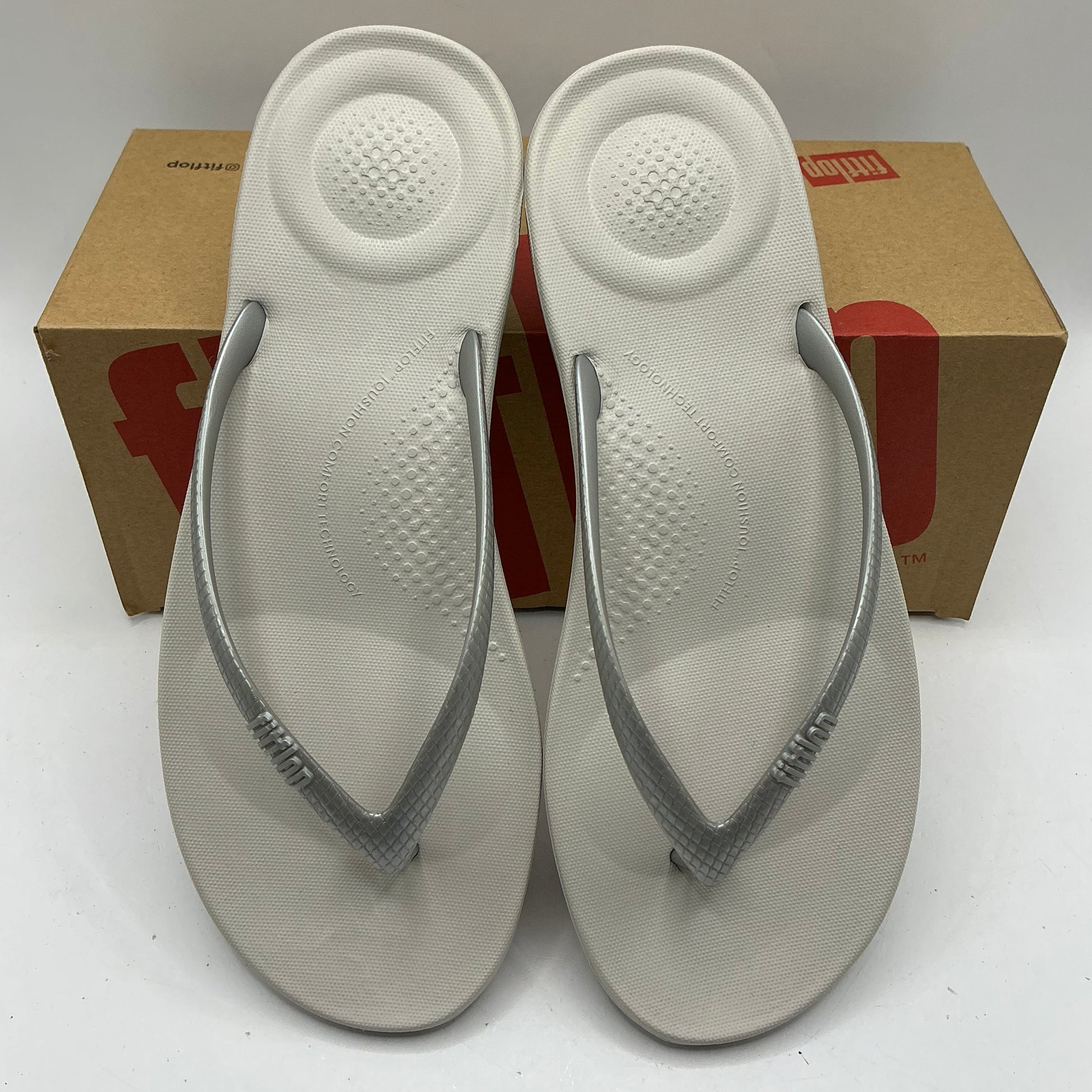 Fitflop Iqushion, silver synthetic flip flop