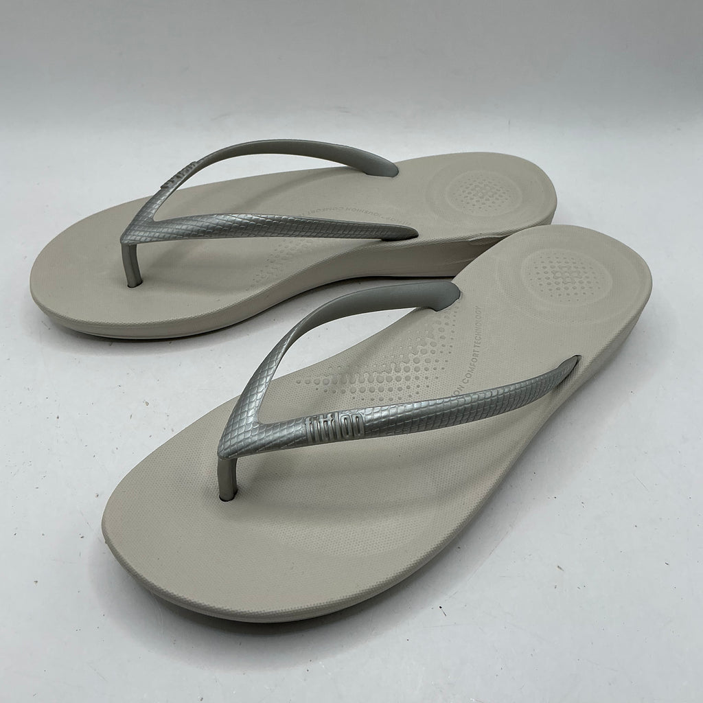 Fitflop Iqushion, silver synthetic flip flop