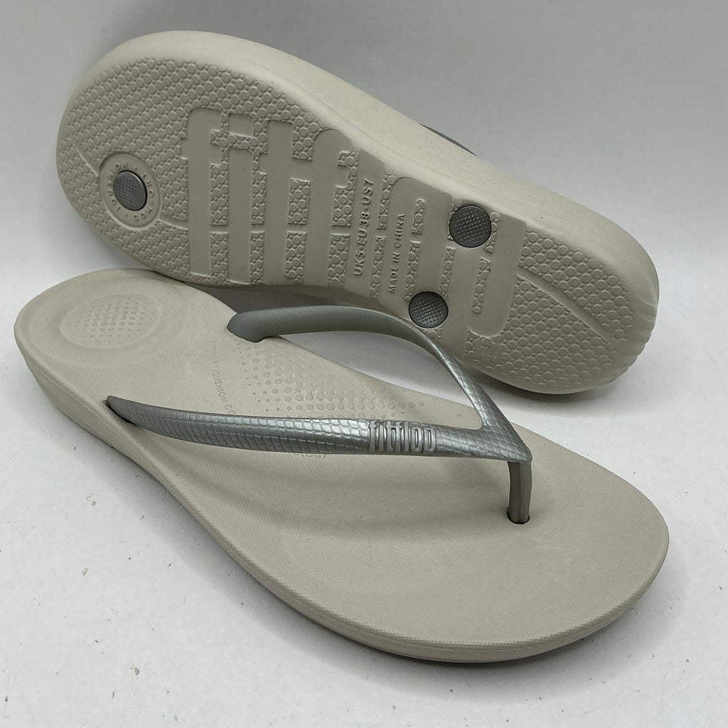 Fitflop Iqushion, silver synthetic flip flop