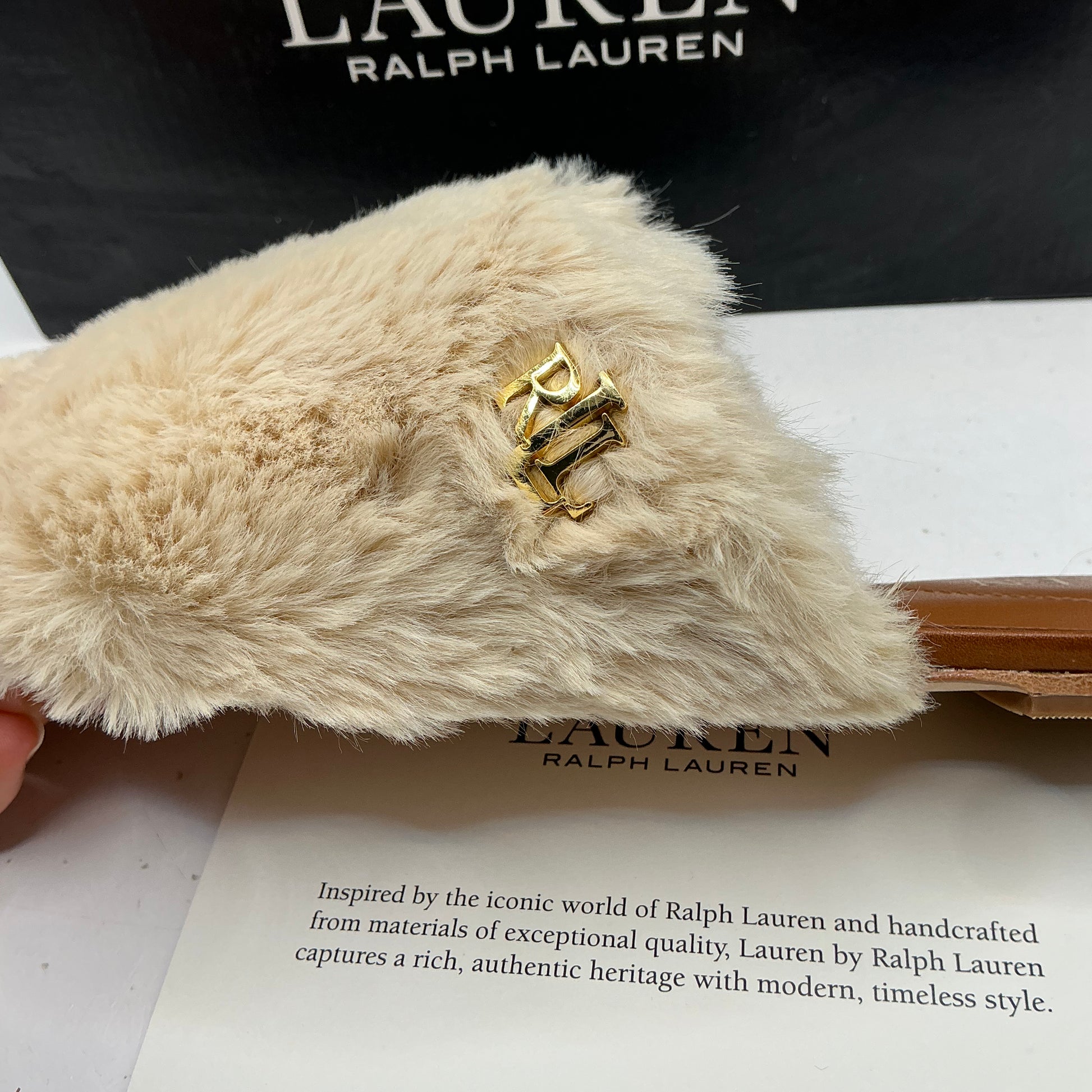 Lauren Ralph Lauren, “Sofiah” natural faux-fur flat mule