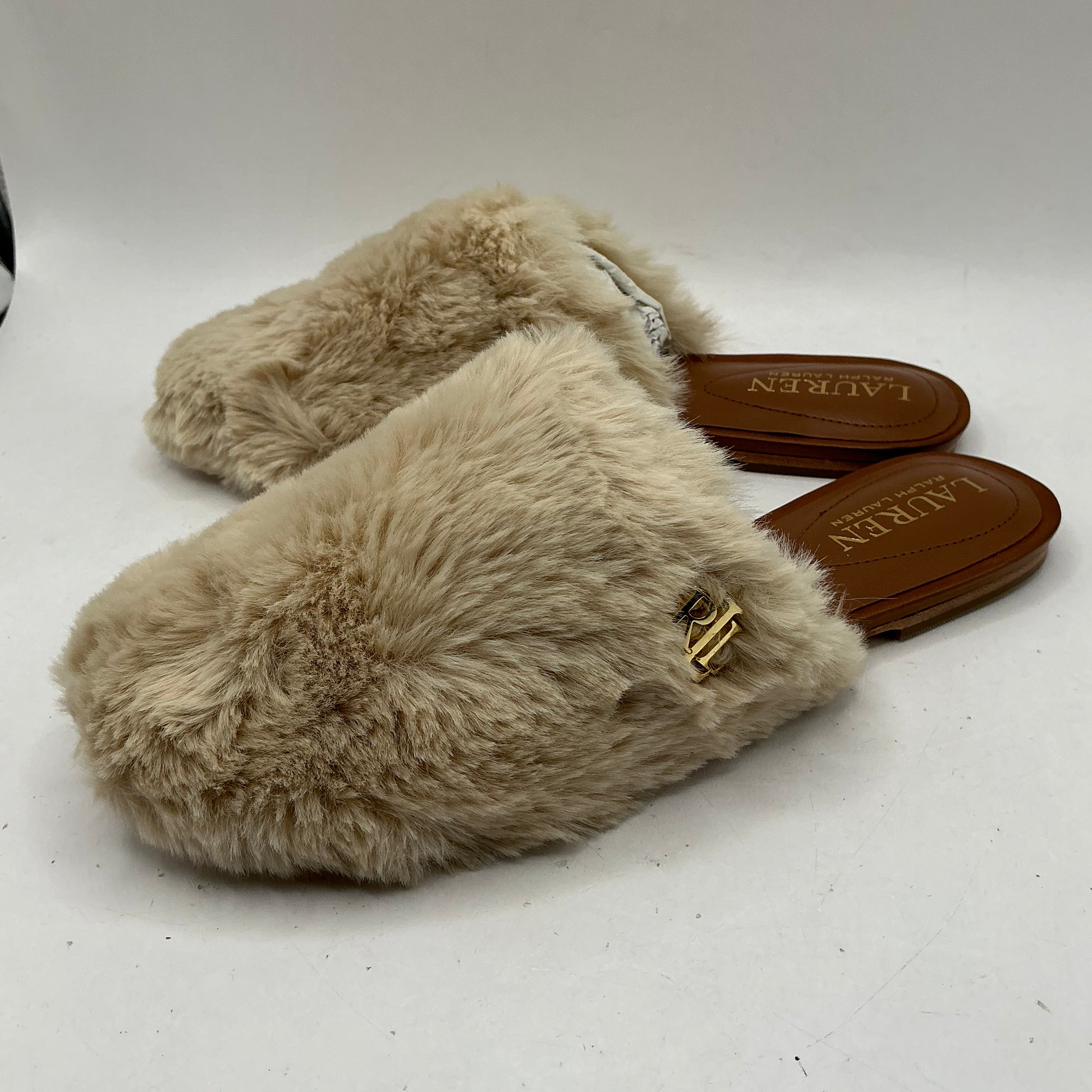 Lauren Ralph Lauren, “Sofiah” natural faux-fur flat mule