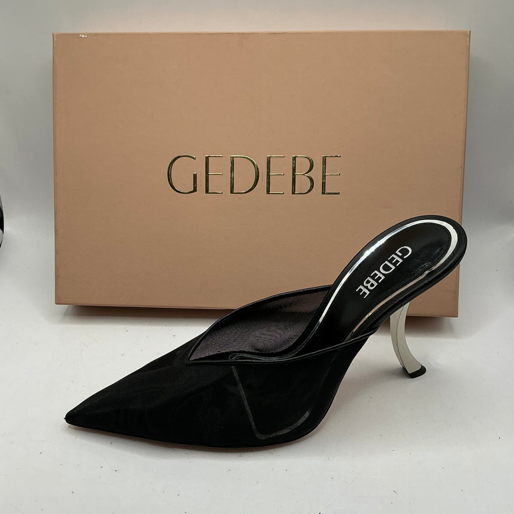 Gedebe, Paris Sabot mesh mules with leather trim and sole