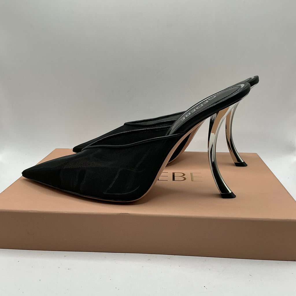 Gedebe, Paris Sabot mesh mules with leather trim and sole