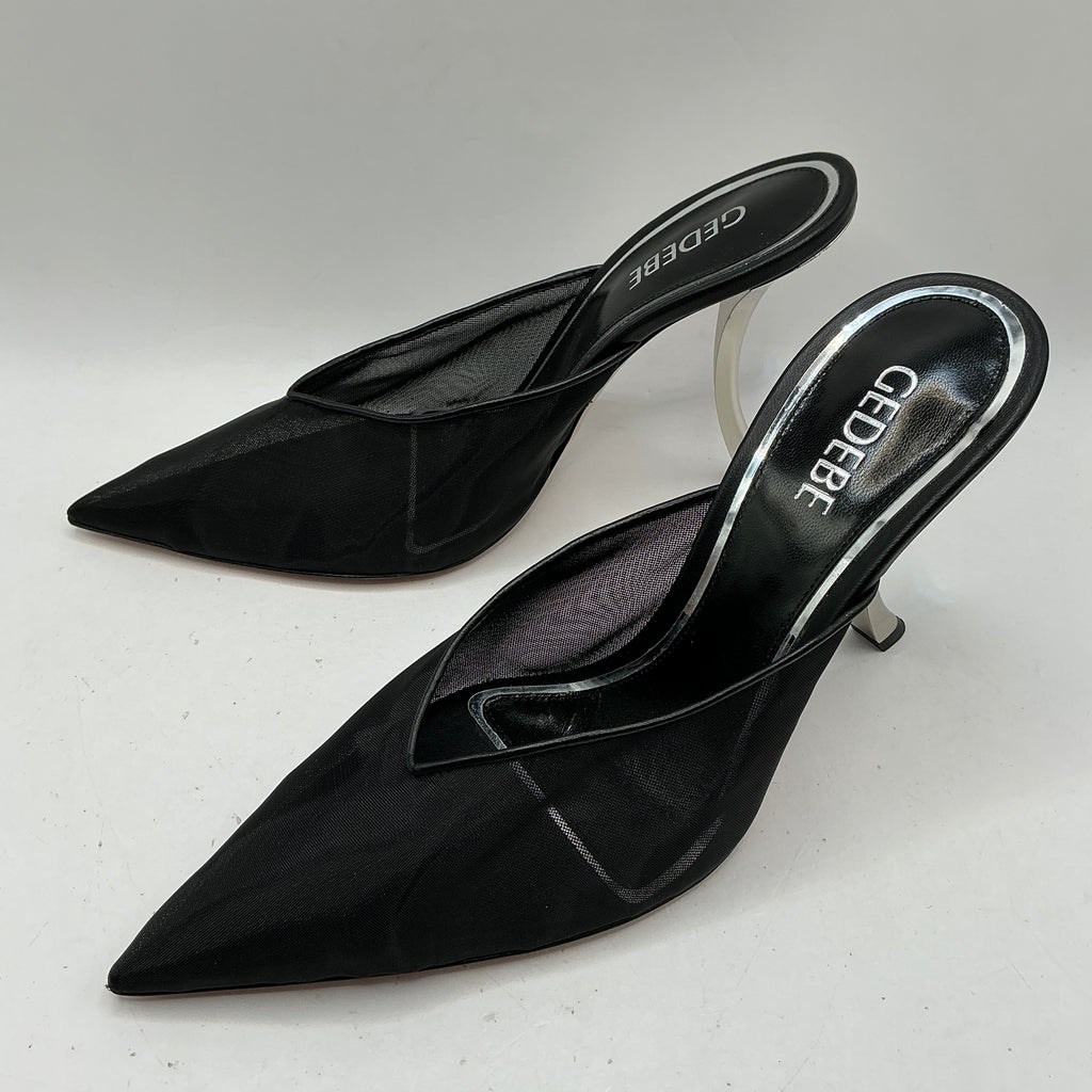 Gedebe, Paris Sabot mesh mules with leather trim and sole