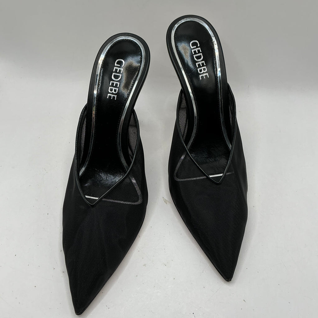 Gedebe, Paris Sabot mesh mules with leather trim and sole