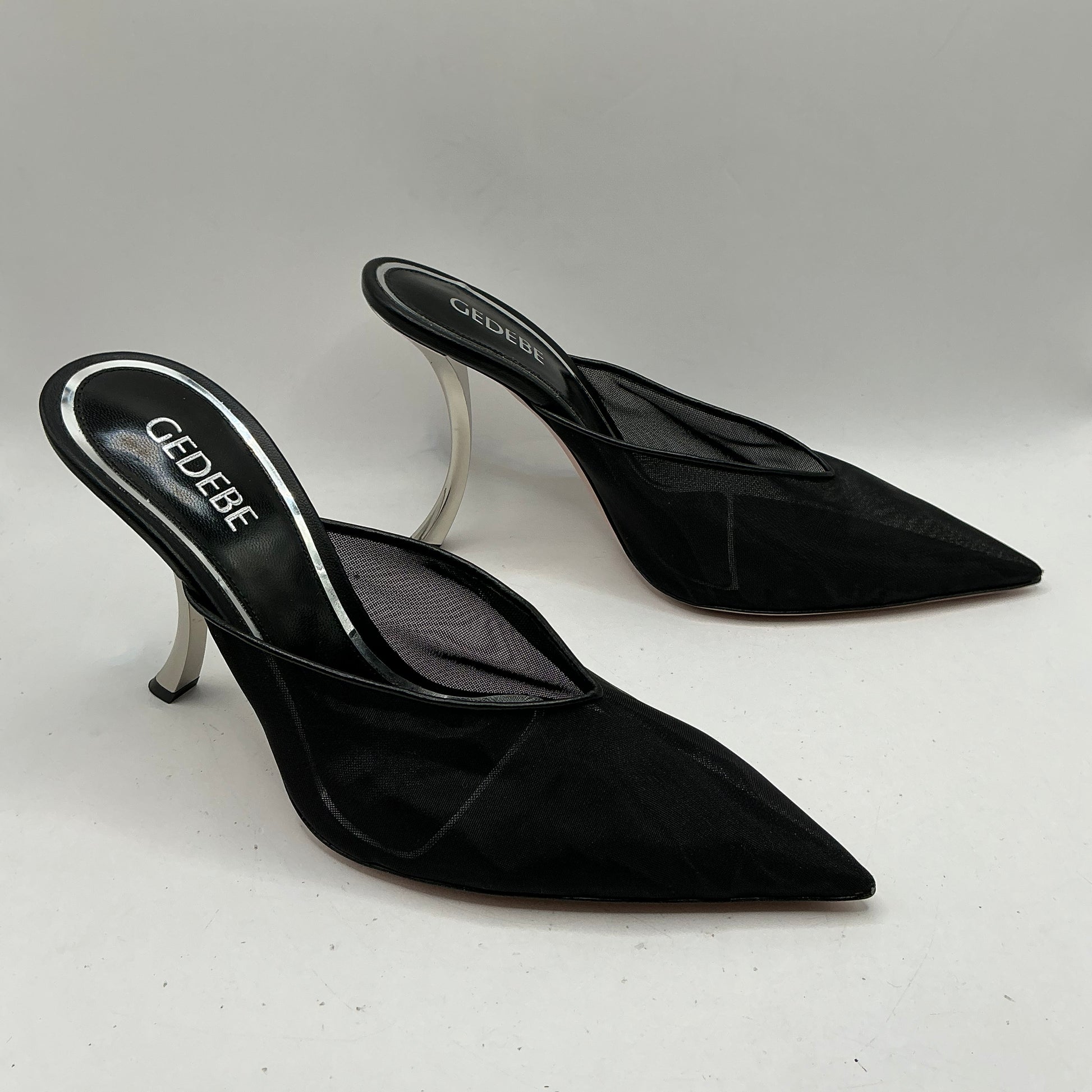 Gedebe, Paris Sabot mesh mules with leather trim and sole