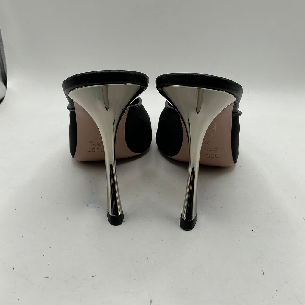 Gedebe, Paris Sabot mesh mules with leather trim and sole