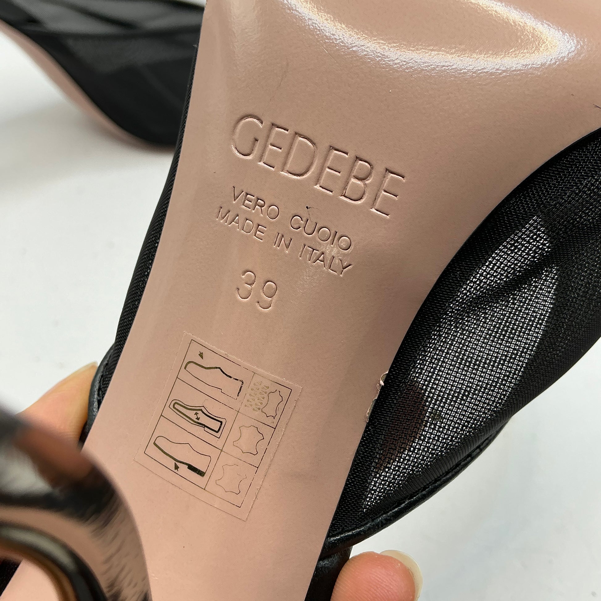 Gedebe, Paris Sabot mesh mules with leather trim and sole