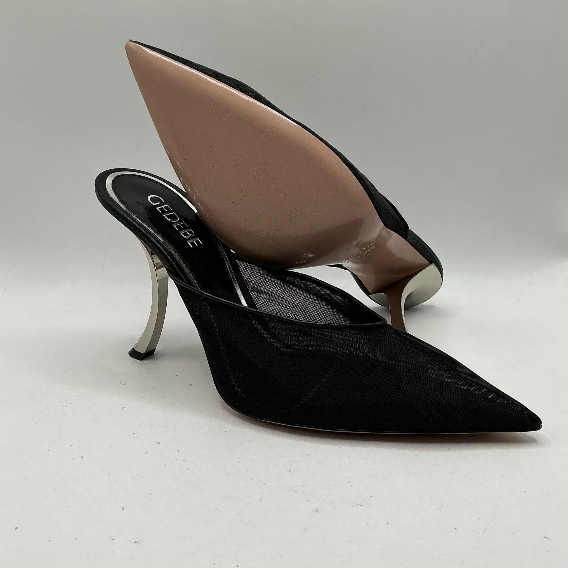 Gedebe, Paris Sabot mesh mules with leather trim and sole