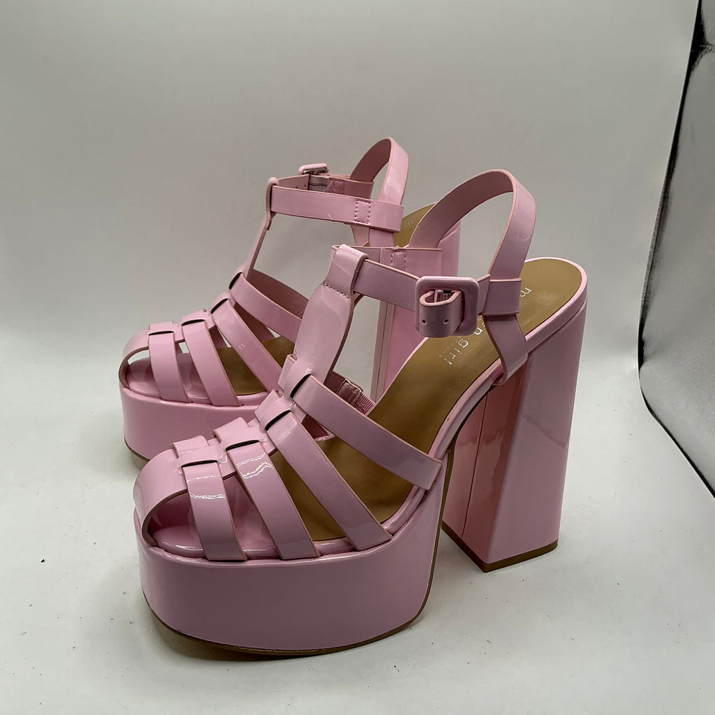 Madden Girl, Steve Madden, Crane Pink Patent Platform Fisherman Sandal