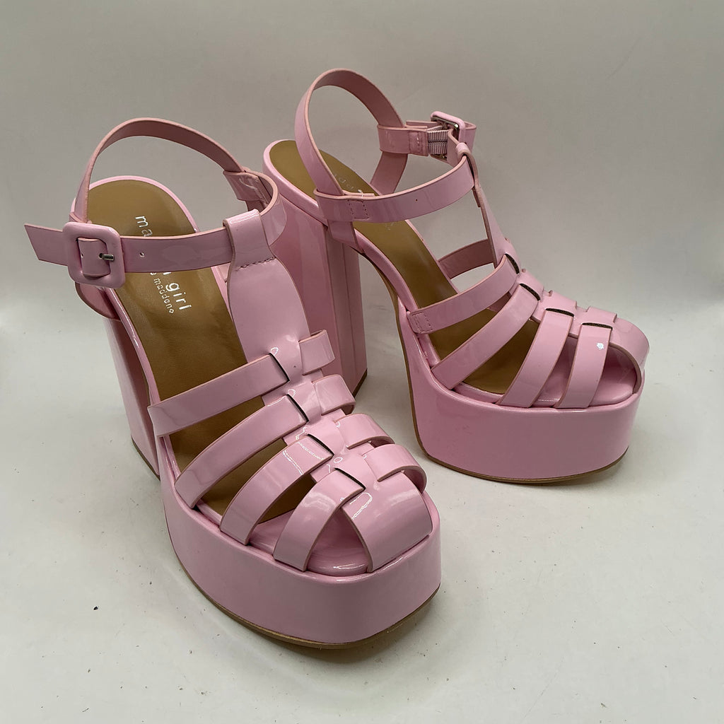 Madden Girl, Steve Madden, Crane Pink Patent Platform Fisherman Sandal