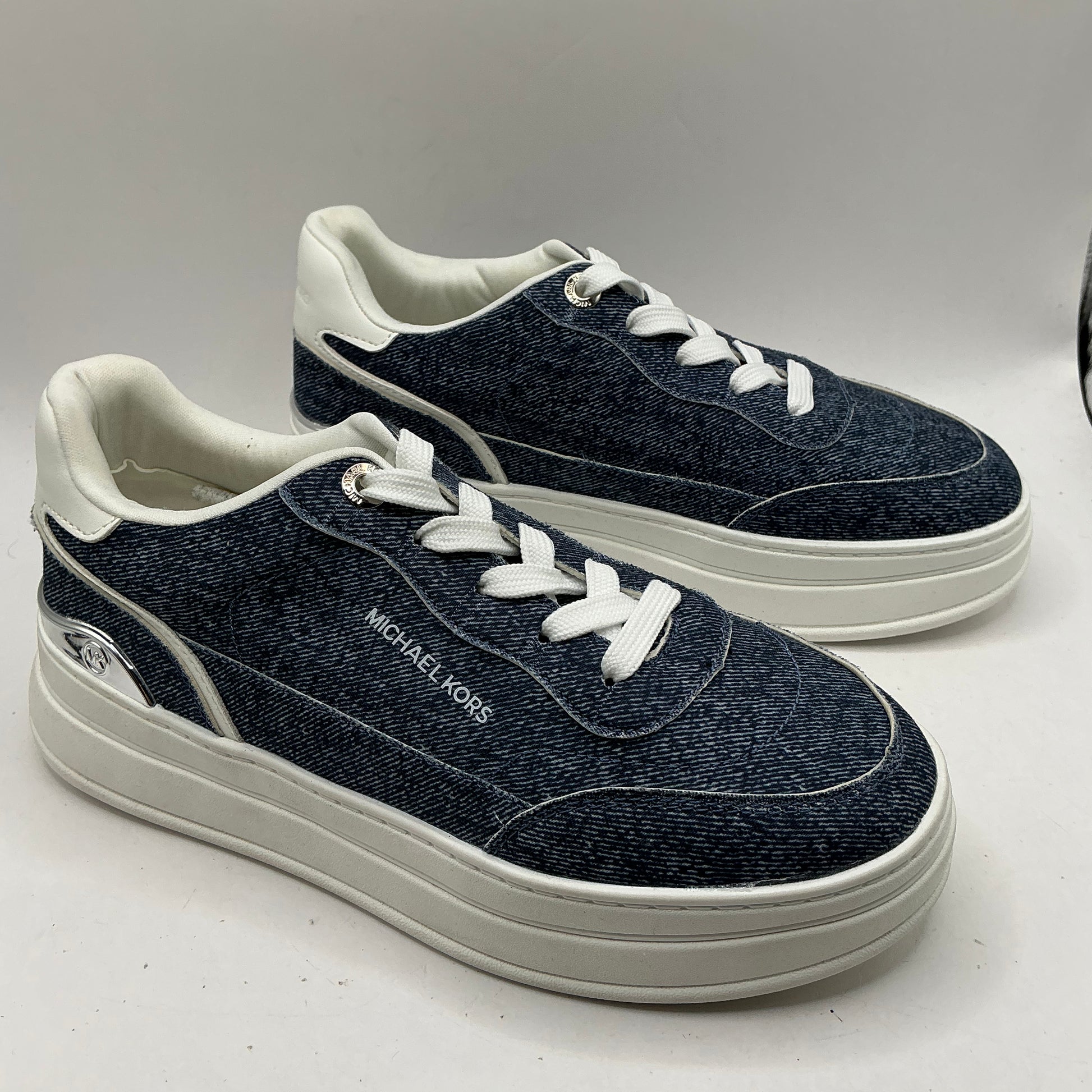 Michael Kors, Hayes denim wash platform trainers