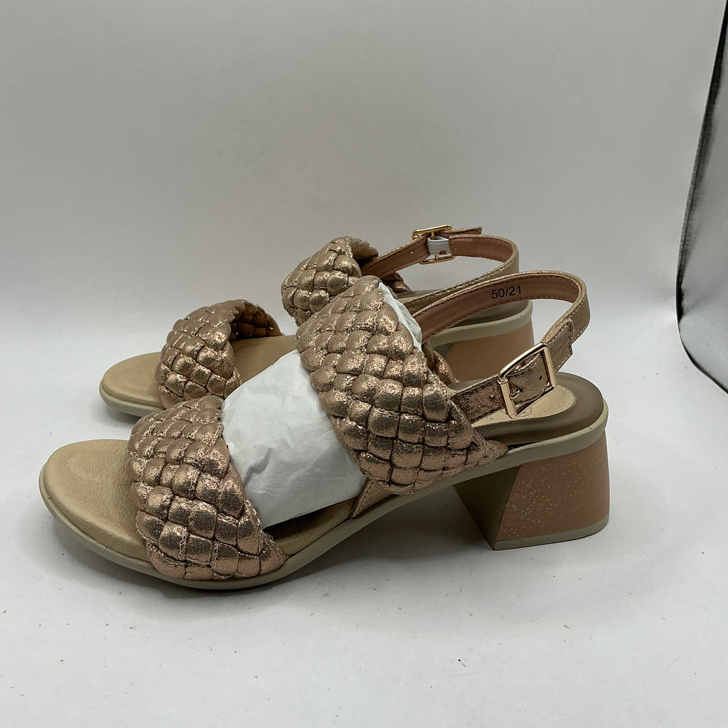 Scholl Promenade woven sandals, rose gold