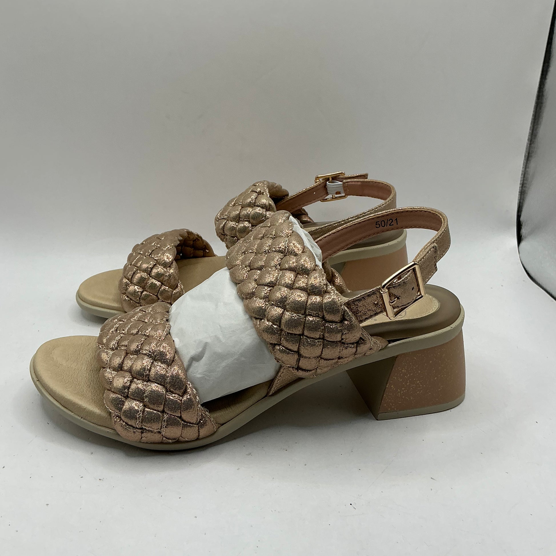 Scholl Promenade woven sandals, rose gold