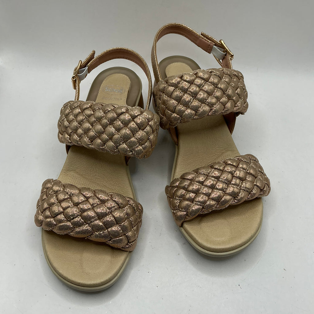 Scholl Promenade woven sandals, rose gold