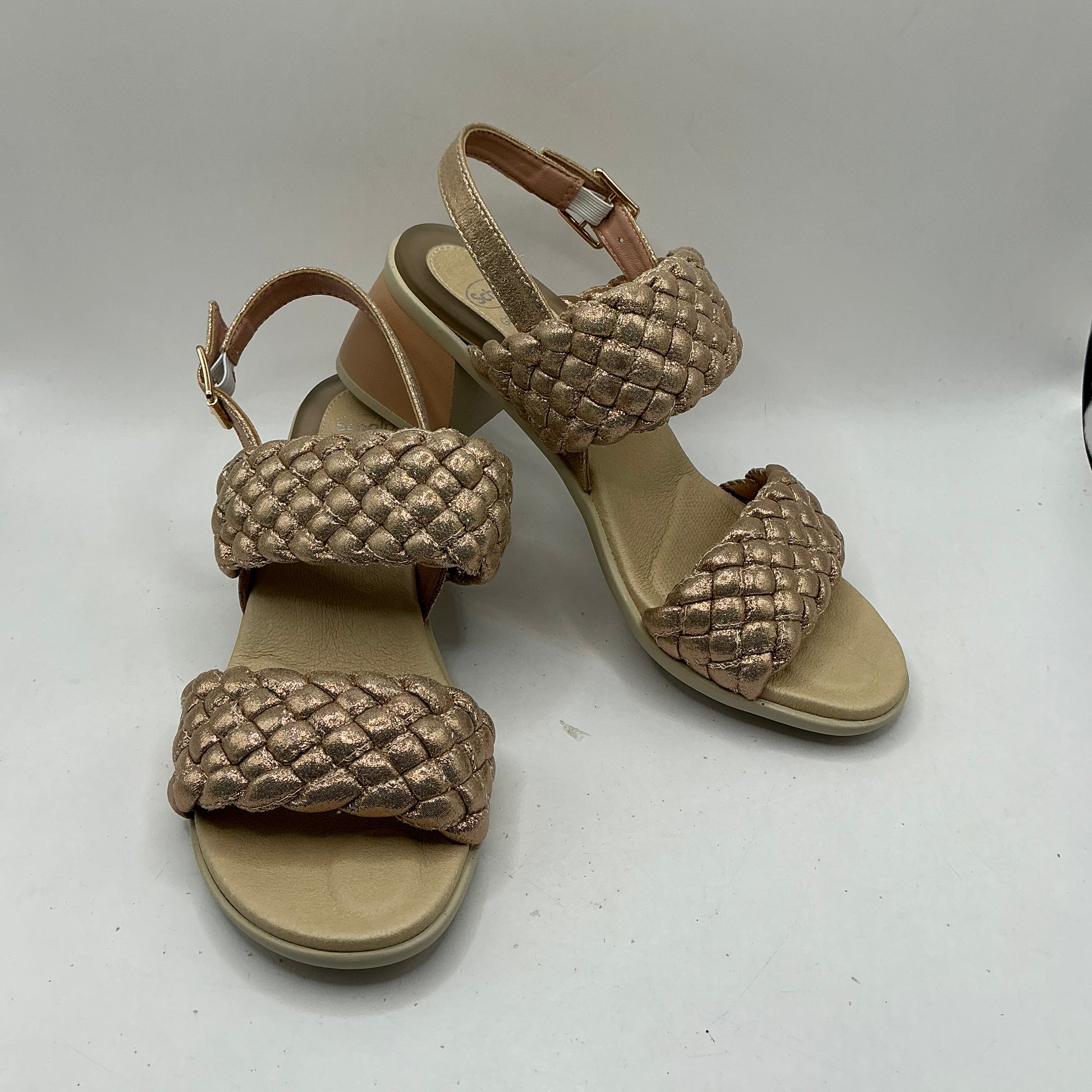 Scholl Promenade woven sandals, rose gold