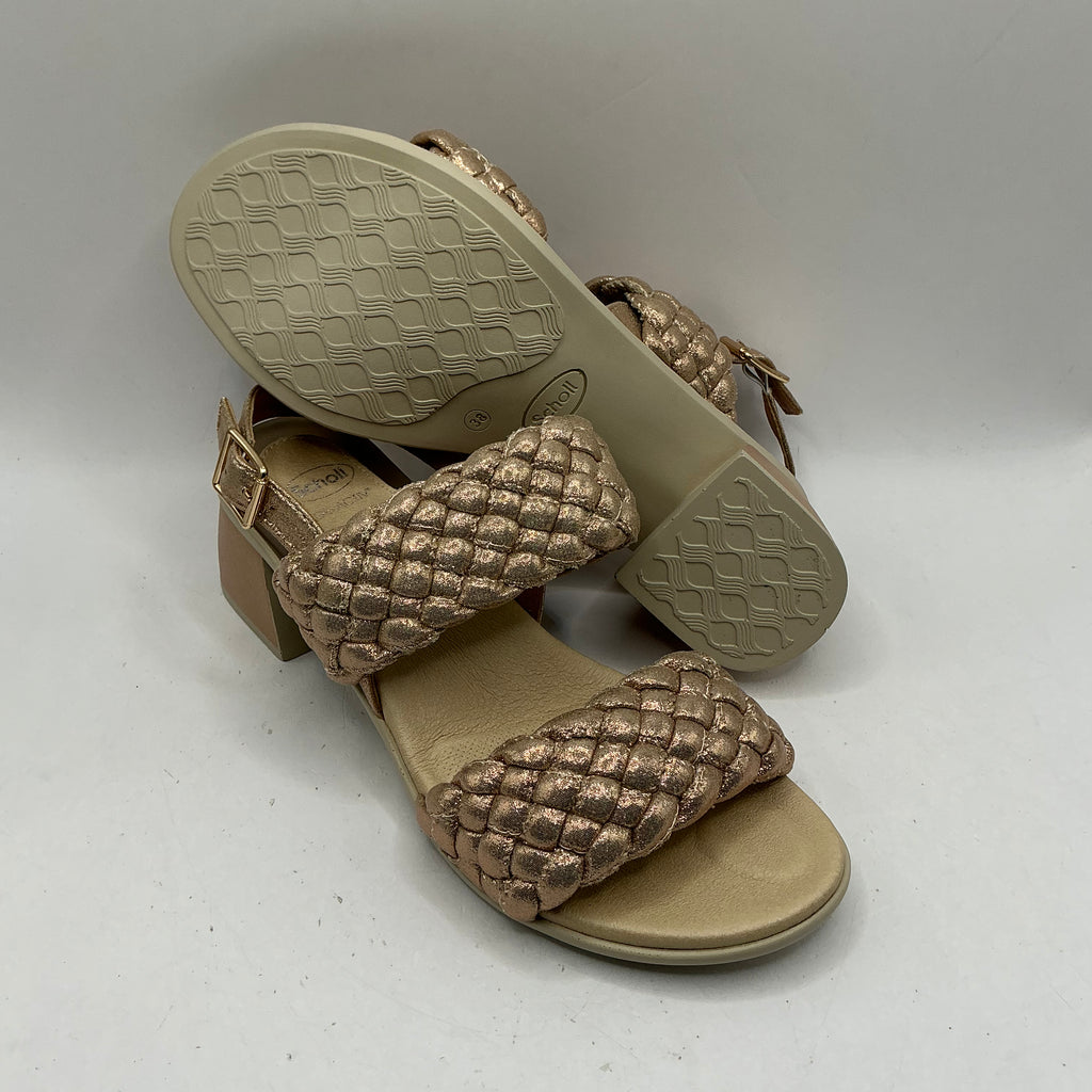 Scholl Promenade woven sandals, rose gold