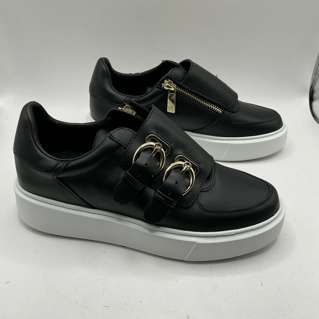 Aigner, Black Leather Trainers